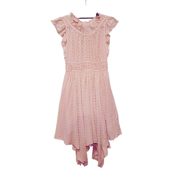Ulla Johnson Jules Assymetric Midi Dress  Dusty Rose Swiss Dot Size 2 - Picture 1 of 8